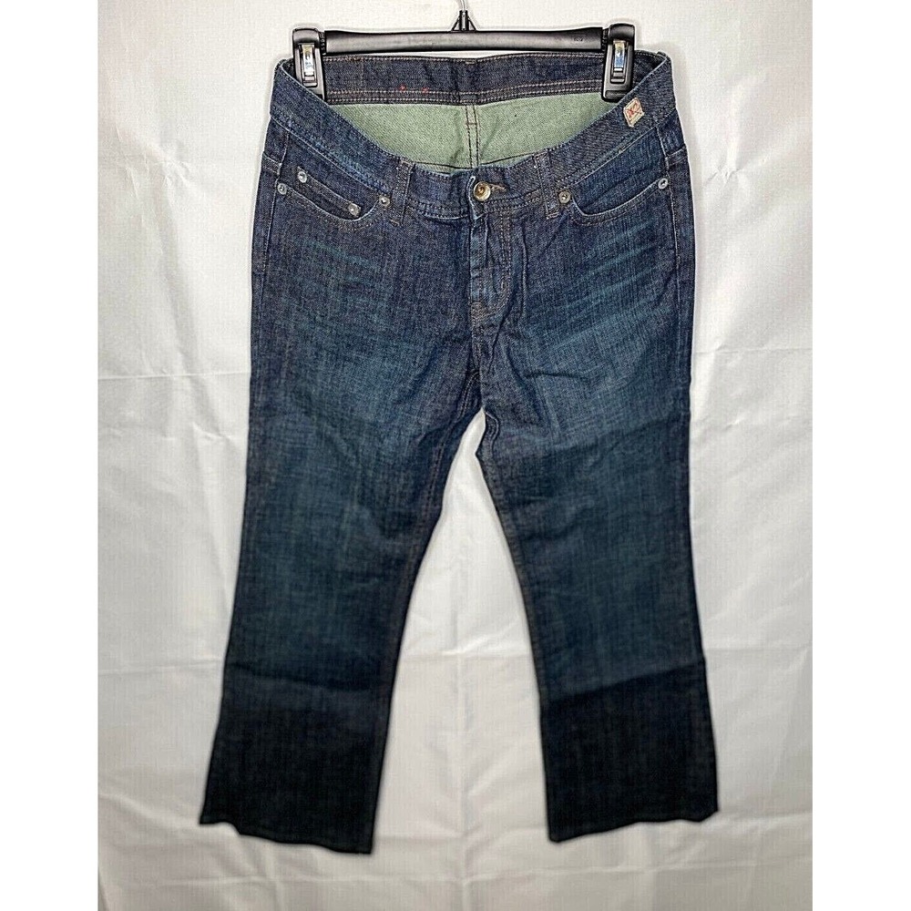 X2 Denim Laboratory Women W10 Flare Leg Jeans Dark Wash Cotton Blend Boho‎ Retro